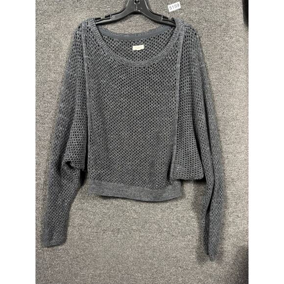 Pilcro Anthropologie Knit Sweater Open Stitch Womens M Gray Slouchy Oversized - Picture 1 of 8